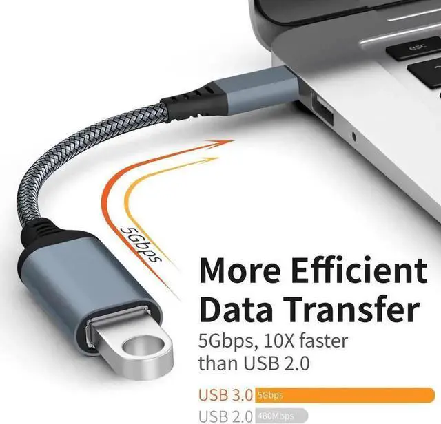 Alt view image 2 of 7 - WRIARICH 2 Pack USB-C to USB3.0 OTG Adapter, Thunderbolt 3 Compatible Type-C to USB-A Female Converter for MacBook, iPad Pro & Android Smartphones