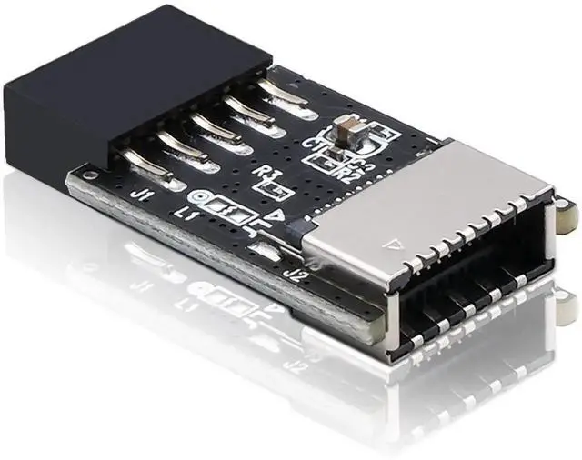 Main image of WRIARICH 9-Pin USB2.0 Internal Header to 20-Pin USB3.1/3.2 Type-C A-Key 180° Adapter, Convert USB Type-E Header to PC Front Panel USB-C Port Converter