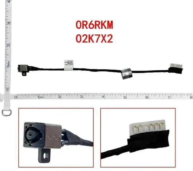 Main image of WRIARICH Laptop DC Power Jack Charging Cable Replacement for Dell Inspiron 15 5565 5566 5567 5570 5575 Inspiron 17 5765 5767 5770 5775 P66F PN 0R6RKM 02K7X2