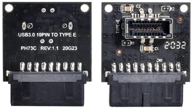 Alt view image 2 of 6 - WRIARICH Motherboard Internal USB 3.0 19/20Pin Male to USB 3.1 Type-E A-Key Female Extension Adapter, Vertical Front Panel USB-C Header Converter for PC Chassis