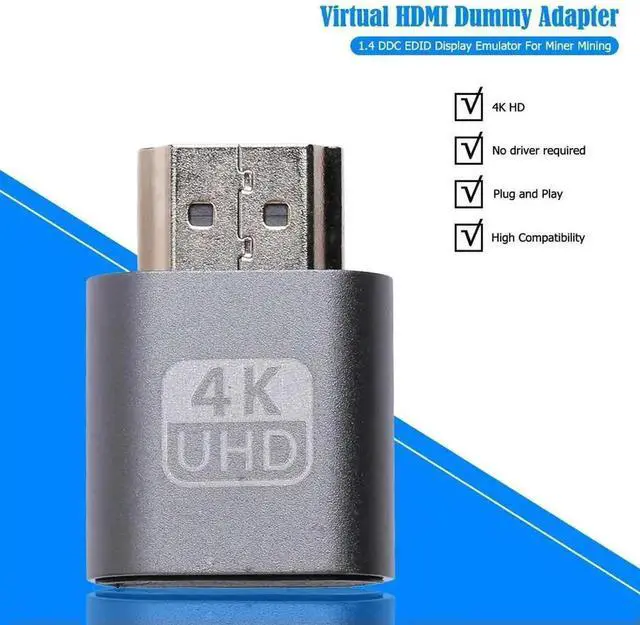 Alt view image 2 of 3 - WRIARICH HDMI Dummy Plug Virtual Display Adapter, HDMI 1.4 DDC EDID Emulator Headless Ghost Monitor Plug for GPU Remote Access