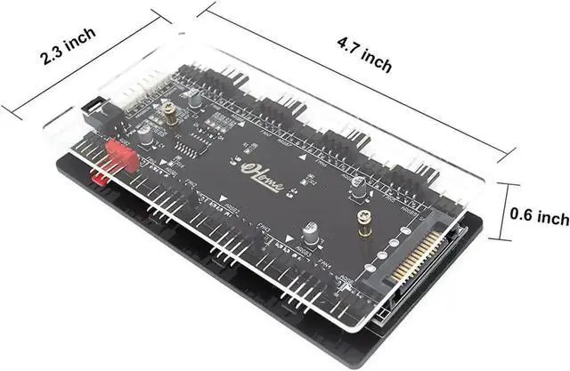 Alt view image 2 of 7 - WRIARICH 4-Pin PWM & ARGB 2-in-1 Hub, 8 Ports 12V 4Pin to 5V 3Pin ARGB Converter Controller, SATA Powered with PMMA Case & Magnetic Standoff
