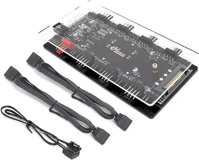 Main image of WRIARICH 4-Pin PWM & ARGB 2-in-1 Hub, 8 Ports 12V 4Pin to 5V 3Pin ARGB Converter Controller, SATA Powered with PMMA Case & Magnetic Standoff
