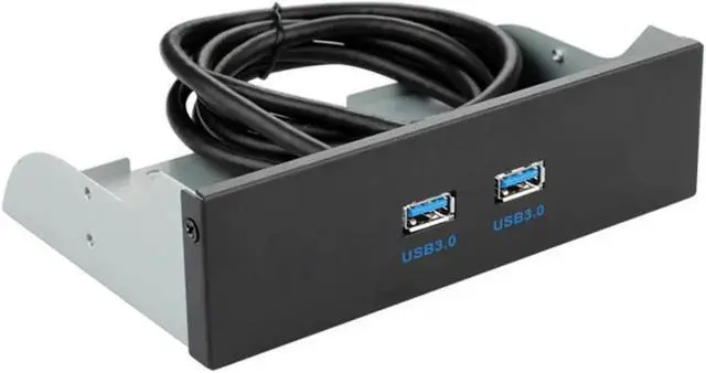 Alt view image 2 of 3 - WRIARICH 5.25 Inch Internal Drive Bay USB 3.0 Front Panel Hub, 2 Port USB3.0 Type-A Female to Motherboard 20Pin Header Splitter Cable, Metal Bracket for CD-ROM Bay PC Case Upgrade