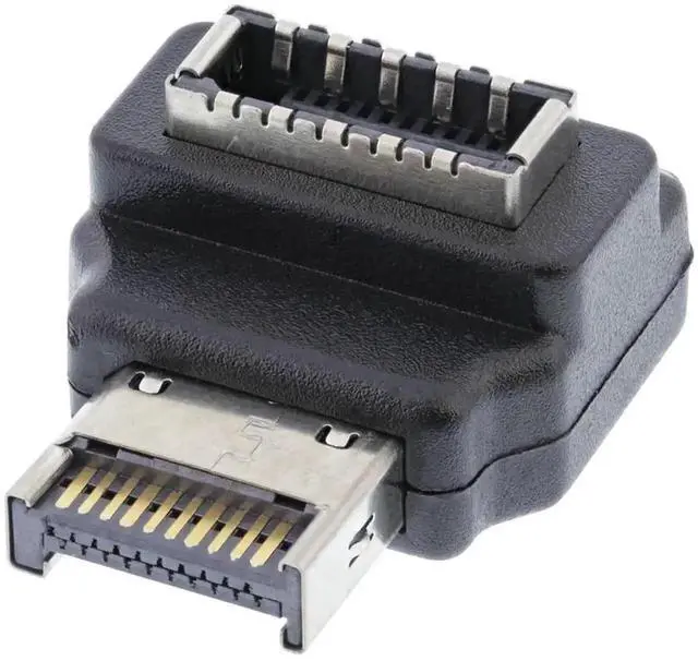 Main image of WRIARICH 90 Degree Angled 20Pin Type-E Male to Female Adapter, USB 3.1 Gen2 Front Panel Header Motherboard Extension Data Connector for PC Desktop Case Cable Management