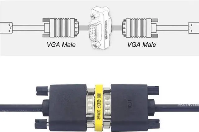 Alt view image 5 of 6 - WRIARICH 2 Pack HD15 VGA Female to Female Gender Changer Coupler, SVGA Mini VGA Cable Extender Connector