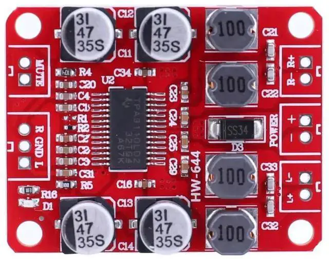 Alt view image 2 of 3 - WRIARICH TPA3110 Digital Stereo Audio Amplifier Board, DC 8V-26V 15W+15W Class D Power Amp Module, Fits 4-10 Ohm Speakers for DIY Audio Projects