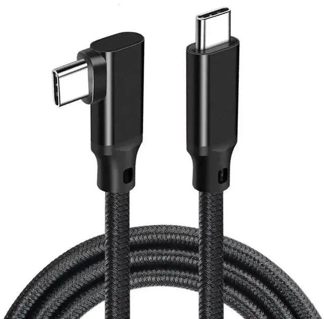 Main image of WRIARICH 90 Degree USB-C to USB-C VR Link Cable 100W 5A Nylon Braided Cord Compatible with Meta Quest 3S 3 2 Pro Pico 4 Ultra 4 PC VR Gaming Headset Black