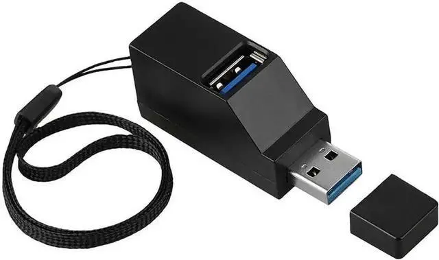 Main image of WRIARICH 3-Port USB Hub High Speed USB 3.0 Splitter, Bus Powered Plug and Play USB 3.0 & USB 2.0 Port Expander with Detachable Lanyard, Black