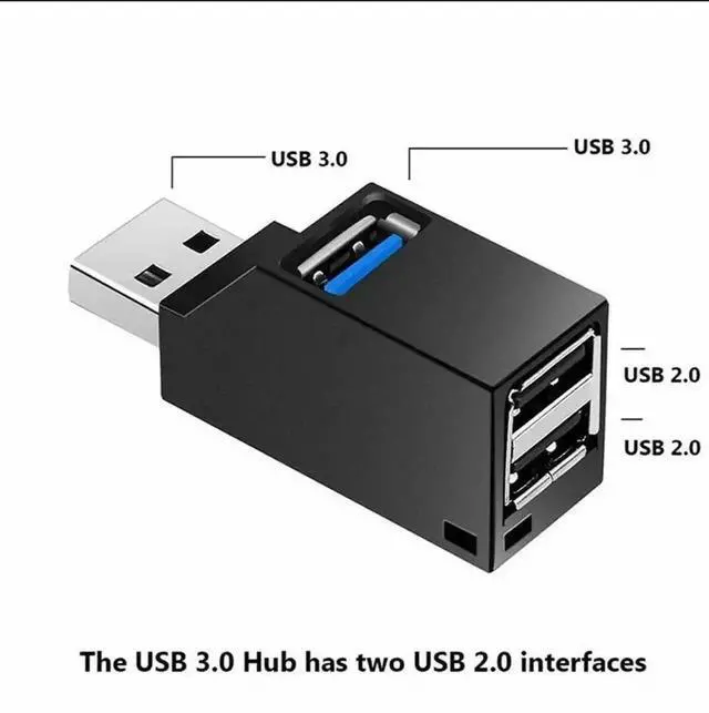 Alt view image 7 of 7 - WRIARICH 3-Port USB Hub High Speed USB 3.0 Splitter, Bus Powered Plug and Play USB 3.0 & USB 2.0 Port Expander with Detachable Lanyard, Black