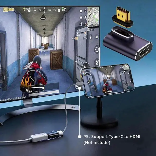 Alt view image 2 of 7 - WRIARICH 90 Degree Left Angled Magnetic HDMI 2.1 Gender Changer, Male to Female Gold-Plated Adapter Supports 48Gbps, 8K@60Hz & 4K@120Hz