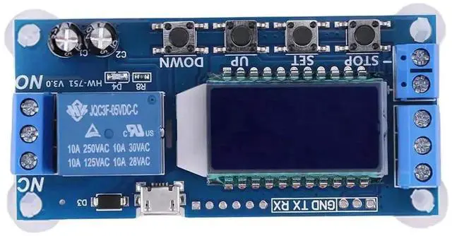 Main image of WRIARICH XY-LJ02 Timing Delay Trigger Relay Module with LCD Screen, 6-30V DC & USB 5V Dual Power Supply, Automatic Control Timer Switch Board