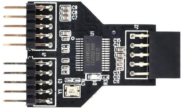 Alt view image 4 of 6 - WRIARICH Motherboard 9Pin USB 2.0 Header 1 to 2 Splitter Adapter, Internal USB 2.0 Header Multiplier Extension Hub Connector