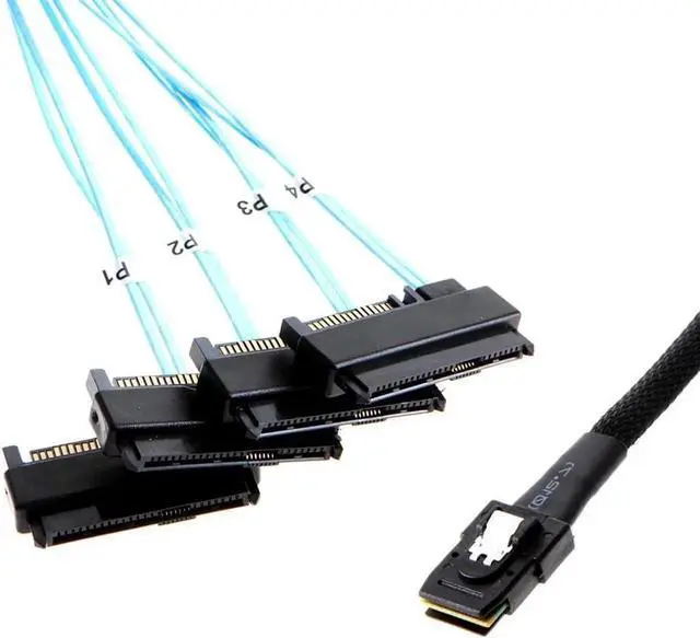 Main image of WRIARICH 1M SFF-8087 Mini SAS Host to 4 SFF-8482 Target Breakout Cable, Server SAS/SATA Hard Drive Connection Cord