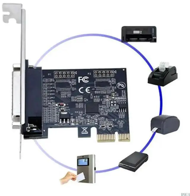 Alt view image 3 of 4 - WRIARICH PCIe to DB25 Parallel Port Card, AX99100 Chip 25Pin LPT Printer Adapter, PCI-E x1 to DB25 IEEE 1284 Controller Card for Desktop PC