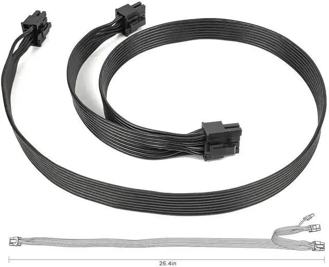Alt view image 3 of 6 - WRIARICH For Corsair AX760 AX860 Platinum Modular PSU 8Pin to Dual 8Pin (6+2) PCIe GPU Power Cable, 18AWG Flat Cable, 60+20cm