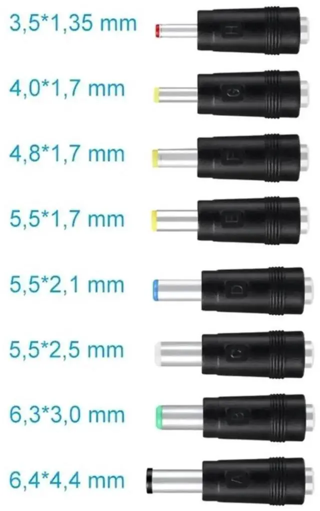Alt view image 3 of 3 - WRIARICH 8 in 1 DC 5.5×2.1mm Male Power Cable, Multi DC Tip Connector Kit for Laptop Router CCTV LED