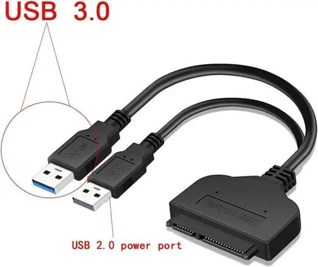Alt view image 2 of 5 - WRIARICH 6 Inch USB 3.0 to SATA III 6Gbps 22Pin 2.5" HDD SSD Adapter Cable with Extra USB Power Cord, UASP Supported SATA to USB 3.0 Hard Drive Converter for Laptop Solid & Mechanical Drives
