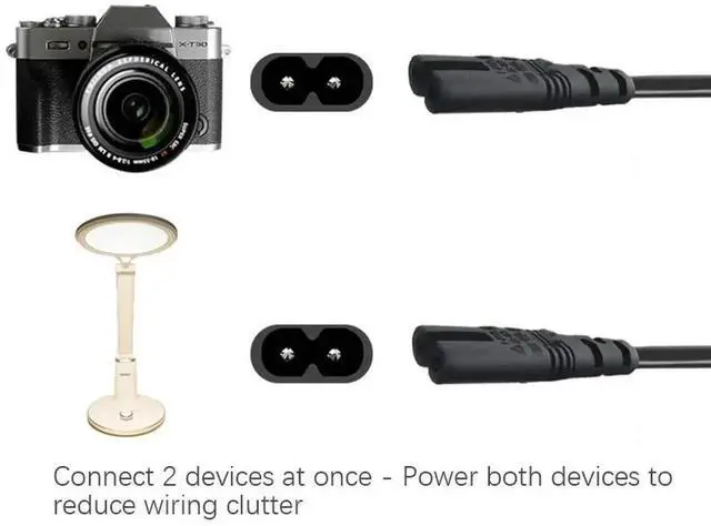 Alt view image 4 of 4 - WRIARICH IEC320 C8 to Dual C7 Y-Split Power Cord, Figure 8 Male to 2 Female 1-in-2 Out AC Splitter Cable