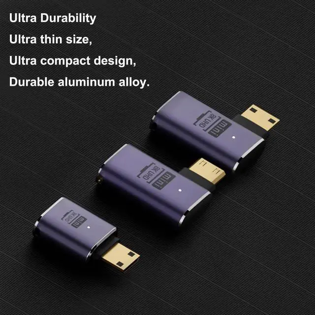 Alt view image 4 of 7 - WRIARICH 3 Pack 90° Left & Right Angled Mini HDMI Male to HDMI Female Adapter, Supports 8K