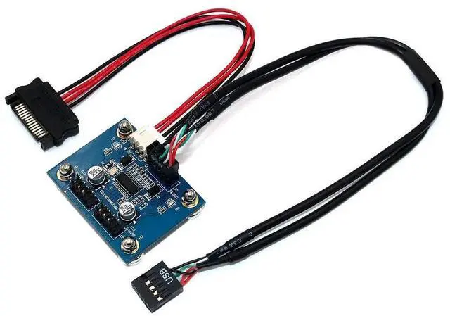 Main image of WRIARICH 30CM USB2.0 9Pin Motherboard Header 1-to-2 Splitter Cable | 180° Plug with Extra SATA Power Cord, MB Internal USB Male to Dual Male Adapter
