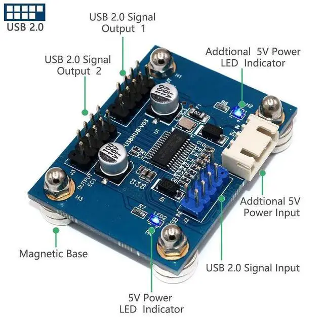 Alt view image 7 of 7 - WRIARICH 30CM USB2.0 9Pin Motherboard Header 1-to-2 Splitter Cable | 180° Plug with Extra SATA Power Cord, MB Internal USB Male to Dual Male Adapter