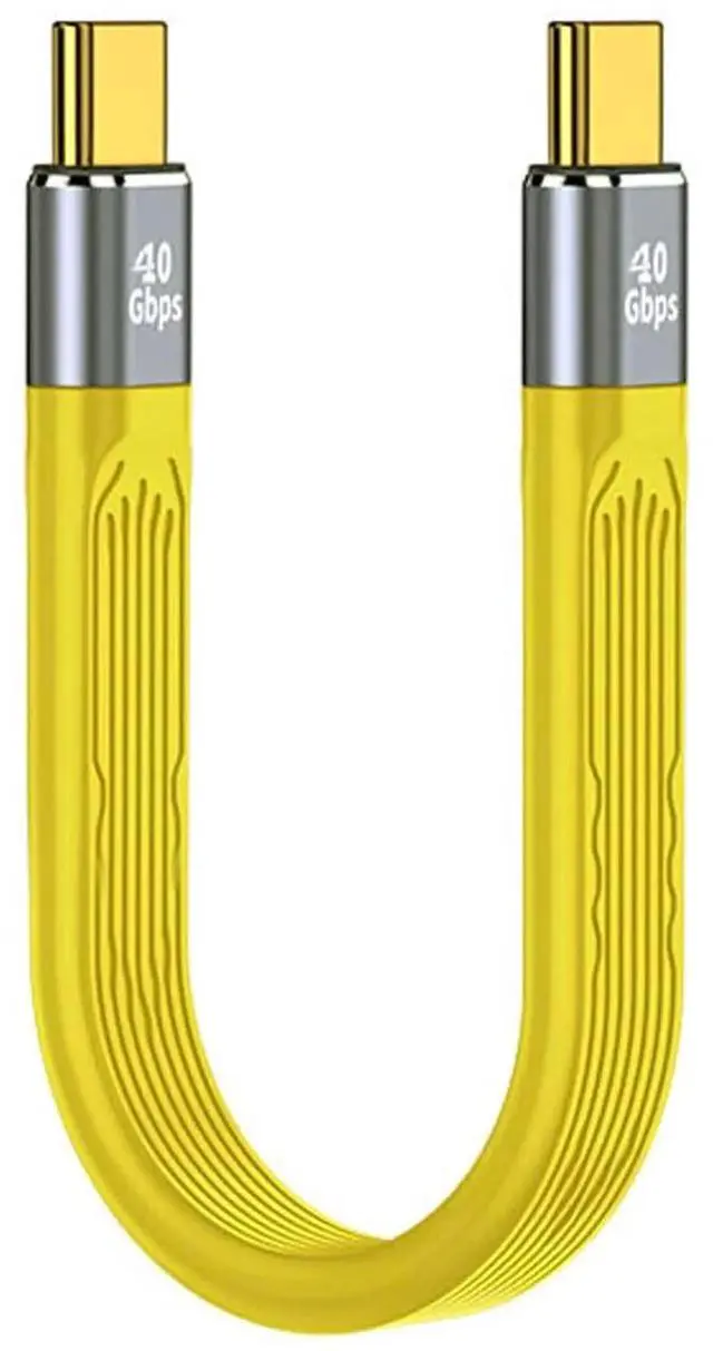 Main image of WRIARICH 13cm Yellow Slim Flat FPC USB4 Type-C Male to Male Cable | 40Gbps,100W PD,8K Video for Laptop & Smartphone