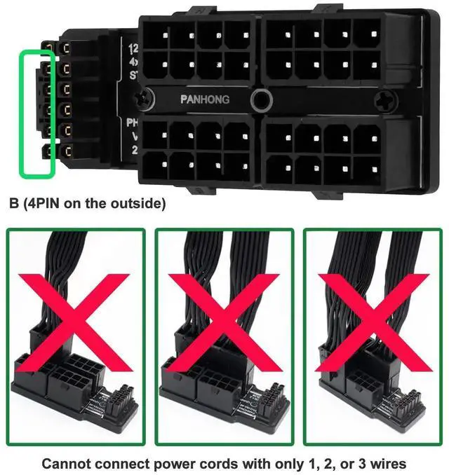 Alt view image 2 of 7 - WRIARICH 180° Angled 12VHPWR 16Pin to 4×8Pin GPU Power Adapter, PCIe 5.0 ATX 3.0 600W Type B Connector for RTX 4090 / 3090Ti