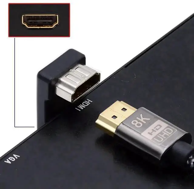 Alt view image 2 of 4 - WRIARICH U-Shaped 360° Up Reverse Back Angled Type-A HDMI 1.4 Male to Female Extension Adapter Converter, Supports 4K Video