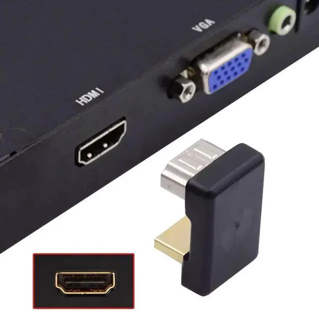 Alt view image 4 of 4 - WRIARICH U-Shaped 360° Up Reverse Back Angled Type-A HDMI 1.4 Male to Female Extension Adapter Converter, Supports 4K Video