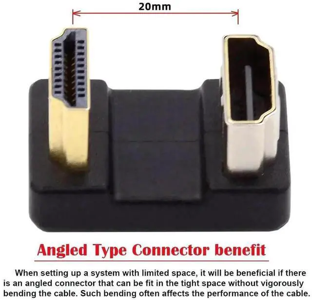 Alt view image 3 of 4 - WRIARICH U-Shaped 360° Up Reverse Back Angled Type-A HDMI 1.4 Male to Female Extension Adapter Converter, Supports 4K Video