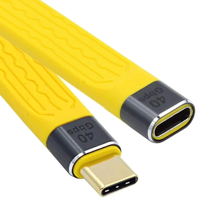 Alt view image 2 of 7 - WRIARICH 13cm Slim Flat FPC USB4 Type-C Male to Female Extension Cable | 40Gbps Data, PD 100W Charging & 8K@60Hz Video Compatible with Thunderbolt 3/4