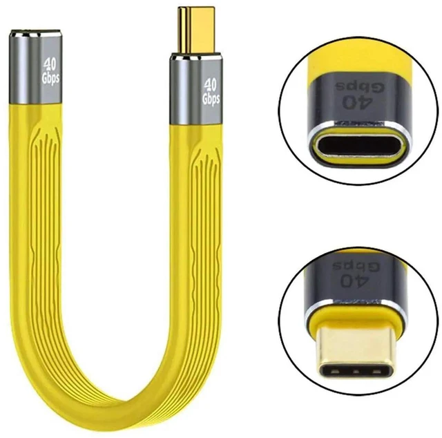 Alt view image 6 of 7 - WRIARICH 13cm Slim Flat FPC USB4 Type-C Male to Female Extension Cable | 40Gbps Data, PD 100W Charging & 8K@60Hz Video Compatible with Thunderbolt 3/4