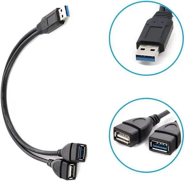 Alt view image 2 of 7 - WRIARICH 2 Pack USB3.0 Female to Dual USB Male Splitter Extension Cable