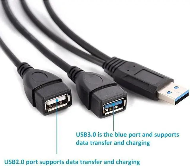 Alt view image 4 of 7 - WRIARICH 2 Pack USB3.0 Female to Dual USB Male Splitter Extension Cable