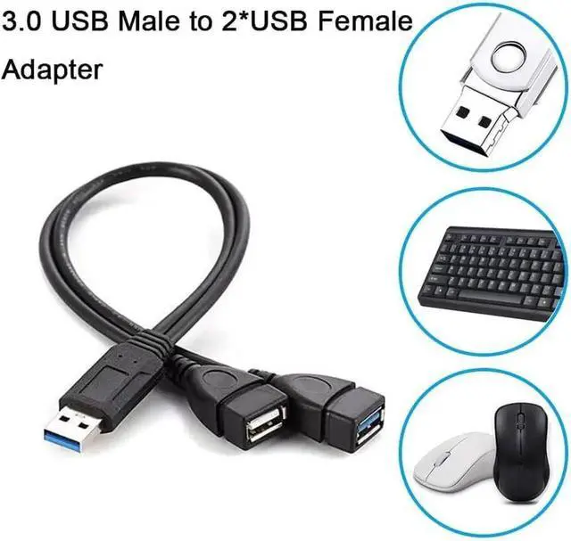 Alt view image 6 of 7 - WRIARICH 2 Pack USB3.0 Female to Dual USB Male Splitter Extension Cable