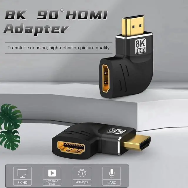 Alt view image 6 of 7 - WRIARICH 4 Pack Left & Right 90°/270° HDMI 2.1 Male to Female Adapter, Gold-Plated 8K@60Hz 4K@120Hz HDR eARC HDMI Extender for PC Laptop HDTV Switch PS4 PS5
