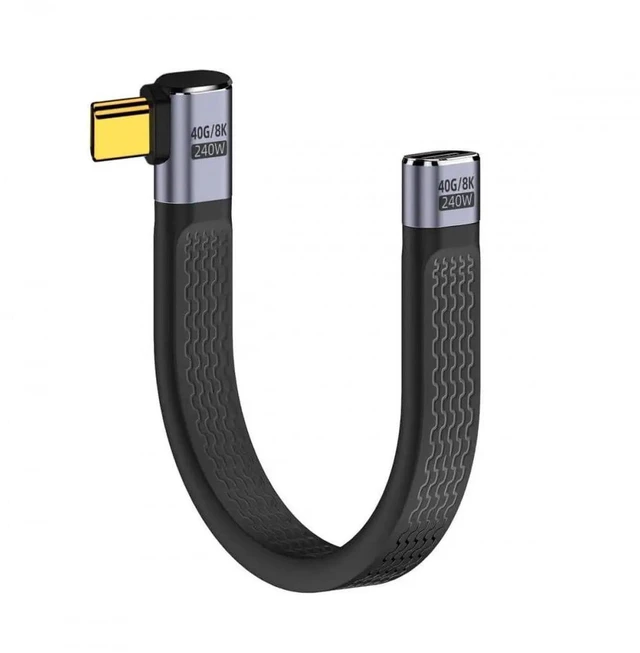 Main image of WRIARICH 13cm Right Angled USB4 Flat Extension Cable, Male to Female 40Gbps 240W 8K@60Hz Video Cord