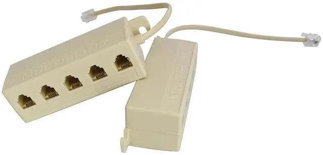 Alt view image 2 of 4 - WRIARICH 2 Pack 5-Way RJ11 6P4C Telephone Splitter, 1 Male to 5 Female Modular T Adapter for Landline Phone & Fax Wiring
