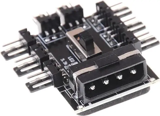 Main image of WRIARICH 8-Port PC Fan Hub with 7V/12V Voltage Switch, Molex Powered 1-to-8 Fan Splitter PCB Adapter, Compatible with 3-Pin & 4-Pin Chassis Fans