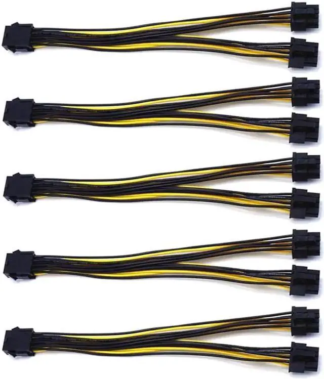 Main image of WRIARICH 5-Pack PCIe 8Pin to 2 x 8Pin (6+2) Y-Splitter Power Cables for Graphics Card