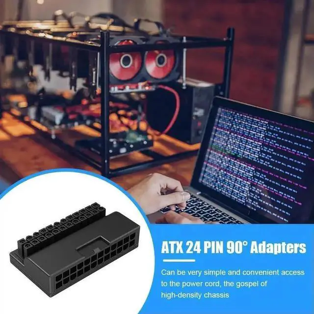 Alt view image 2 of 3 - WRIARICH 90 Degree Right Angle ATX 24Pin Motherboard Power Adapter Connector