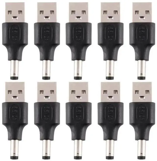 Main image of WRIARICH 10 Pack USB 2.0 Male to 5.5x2.1mm DC Male Power Plug Cable Adapter Connectors