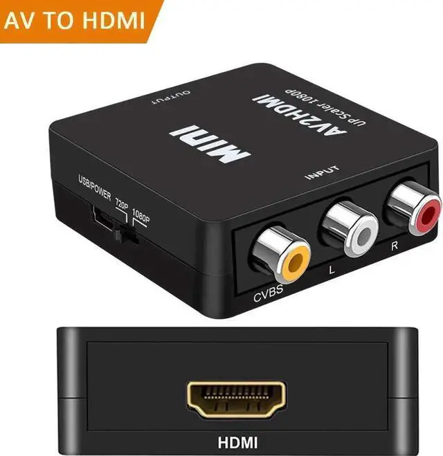 Main image of WRIARICH Black Mini 1080P RCA CVBS AV to HDMI Converter, Analog Composite to Digital Audio Video Adapter Compatible Xbox PS3 PS4 STB VHS VCR Camera DVD Game Console