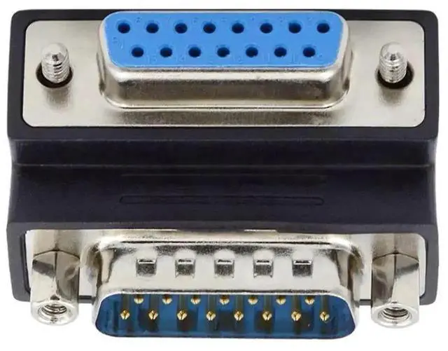 Alt view image 5 of 6 - WRIARICH 90 Degree Down Angled DB15 Male to Female D-SUB Coupler, 15Pin RS232 Serial Right Angle Extension Adapter