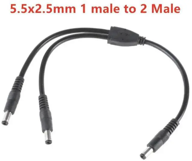 Main image of WRIARICH 5.5x2.5mm DC Power Splitter Extension Cable 1 Male to 2 Male Plug for CCTV Camera Power Adapter