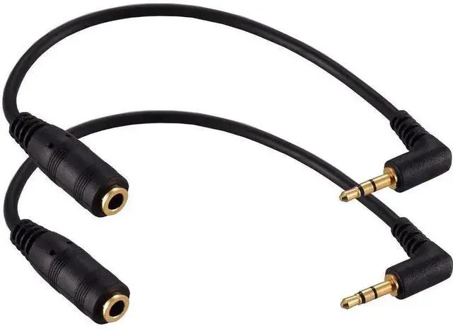 Main image of WRIARICH 2 Pack 90 Degree Right Angle 2.5mm Male to 3.5mm Female Stereo Audio Adapter Cable, 6 Inch Gold Plated 1/8 Inch Jack Converter for Camera, Recorder, Radio & Headphones