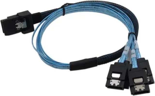 Alt view image 4 of 5 - WRIARICH 1M Nylon Braided SFF-8087 Mini SAS to 4×SATA 7Pin Forward Breakout Cable for Server RAID Controller Backplane