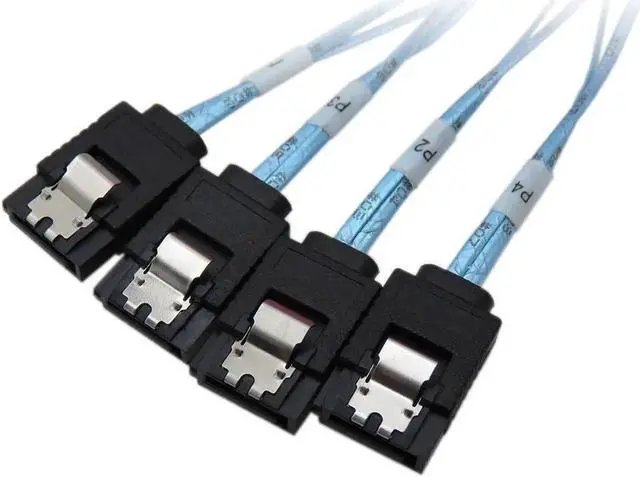 Alt view image 3 of 5 - WRIARICH 1M Nylon Braided SFF-8087 Mini SAS to 4×SATA 7Pin Forward Breakout Cable for Server RAID Controller Backplane