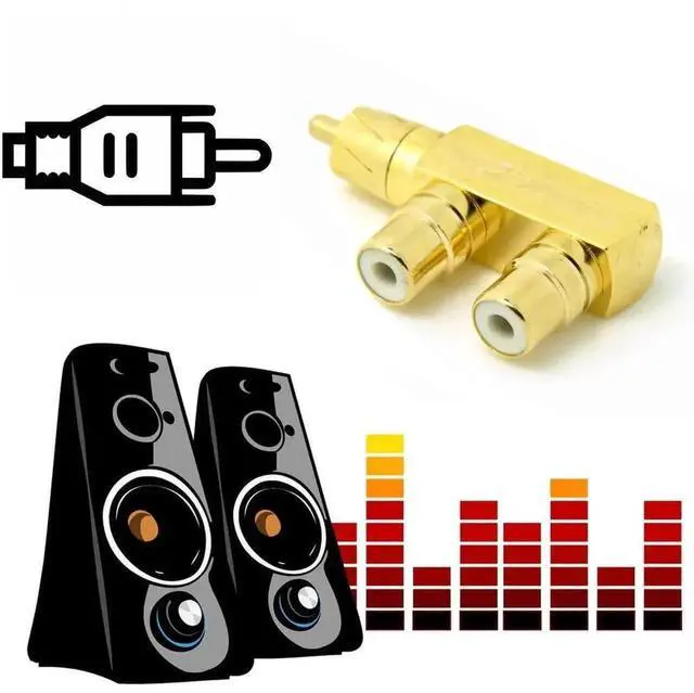 Alt view image 5 of 7 - WRIARICH 90 Degree Gold Plated RCA Y Splitter Adapter, 1 RCA Male to 2 RCA Female Angled AV Audio Connector